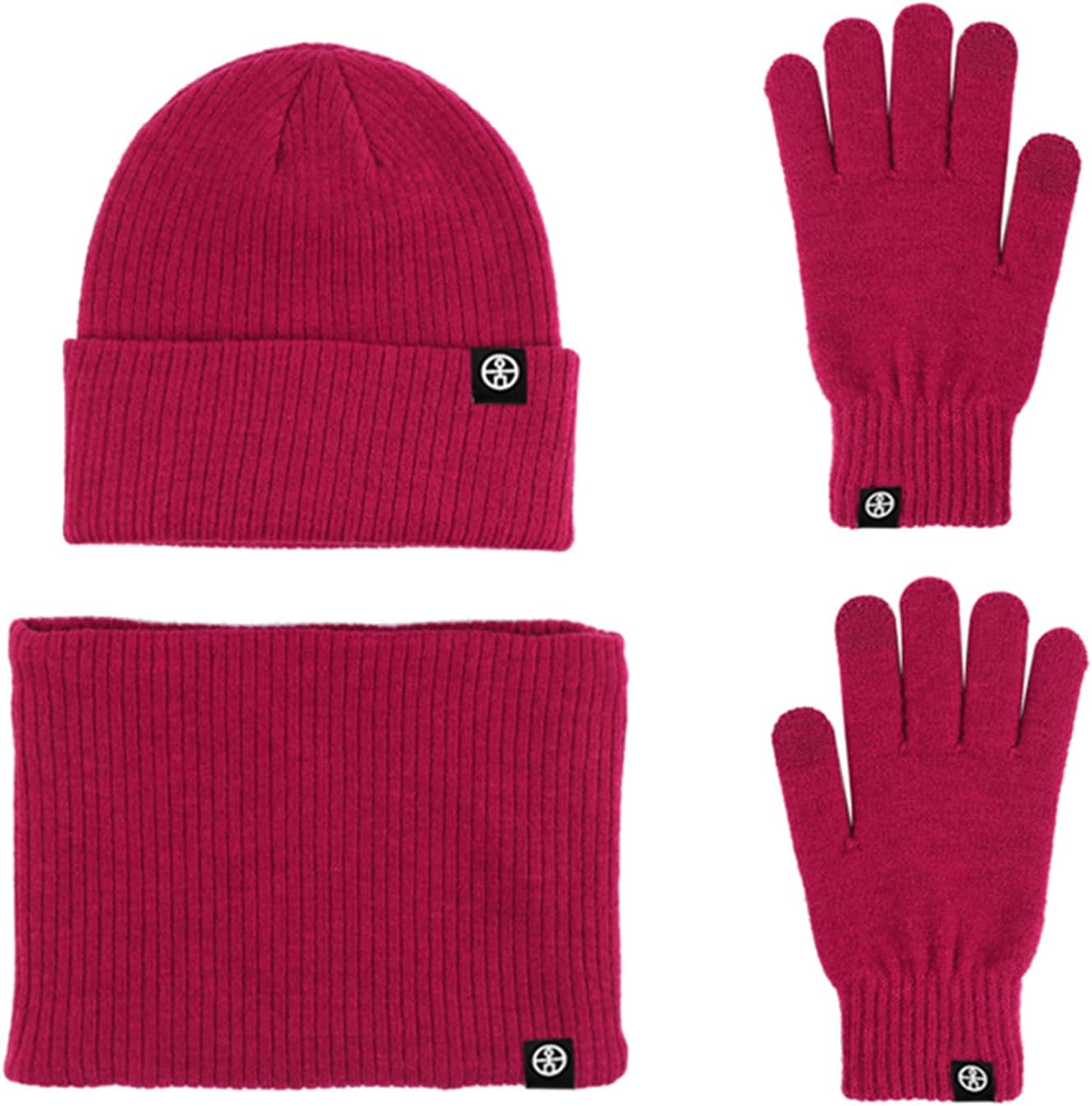 LumiSyne Winter 3 in 1 Scarf Hat Glove Set for Men Women Knitted Beanie Hat Touch Screen Gloves Neck Warmer with Fleece Lined