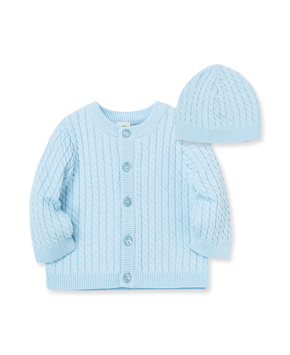 Little Me unisex-baby Cable Knit Sweater and Cap Set