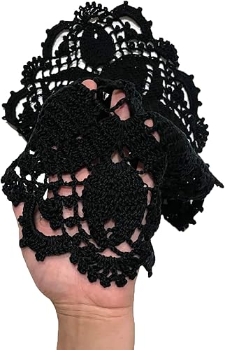 Miniatura 2 de SUNONE11HKA Mantel individual ovalado de encaje de ganchillo de 21 pulgadas de largo, mantel individual lavable para jarrón de cocina (negro, 1)