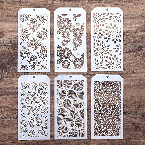 Image of SLGIFT DIY Decorative Stencil Template for Scrapbooking Paiting on Wall Furniture Crafts,Set of 6 (Rose)