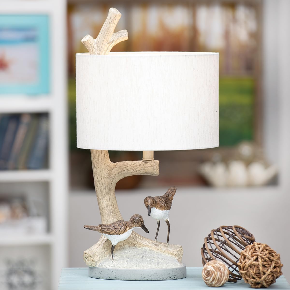 BLACK FOREST DECOR Sandpiper Pair Table Lamp, Polyresin, Accent Lighting, 13" Dia. x 25" H