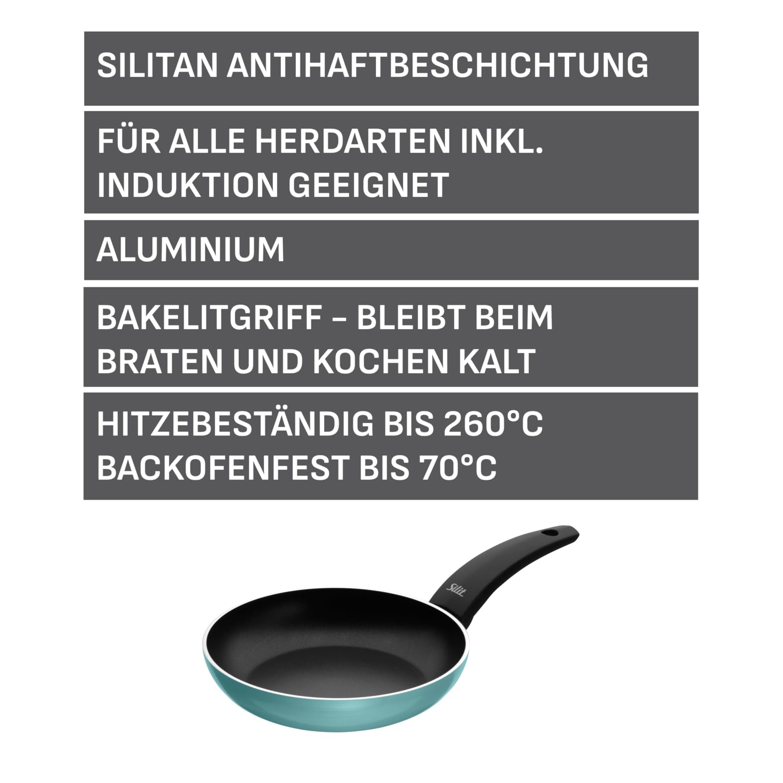 Silit Belluna Bratpfanne 28 cm, Aluminiumpfanne Induktion beschichtet, Antihaftbeschichtung, Kunststoffgriff, für schonendes Braten, für alle Herdarten geeignet, grün Küche, Haushalt & Wohnen