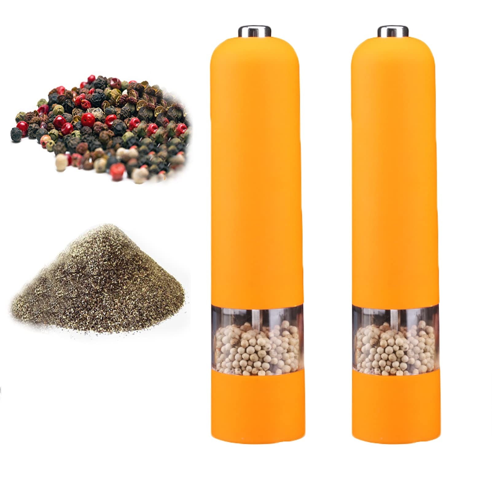 Electric Salt and Pepper Mill Set, Premium Quality Salt and Pepper, Table Salt Grinder Spices Mills with Adjustable Ceramic Coarseness Spice Shaker (Color : Yellow)