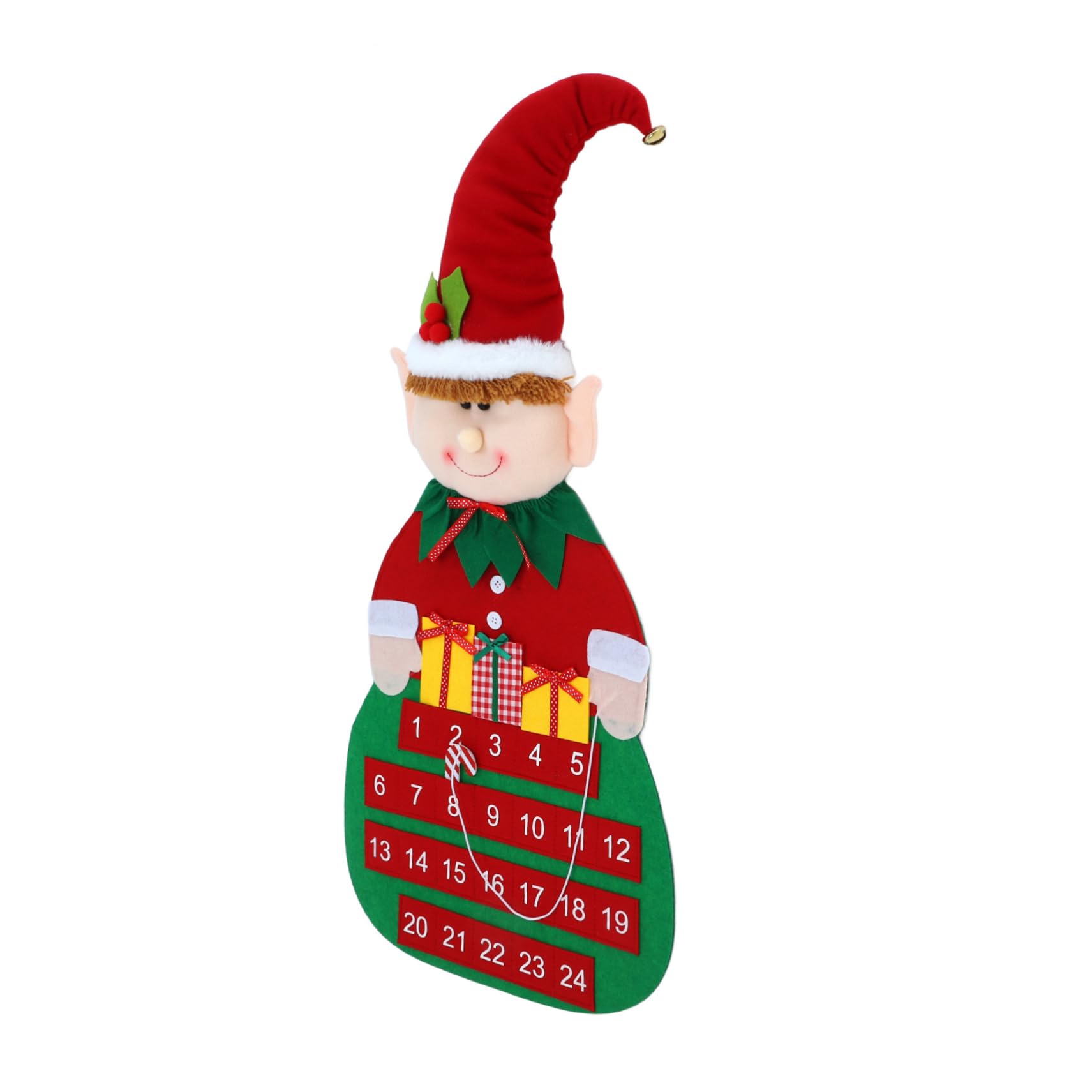 Weihnachts-countdown-kalender zum Aufhängen Filz-adventskalender für Tür oder Wand Dekorativer Weihnachtskalender mit Taschen für Spielerische Tageszählung bis Heiligabend