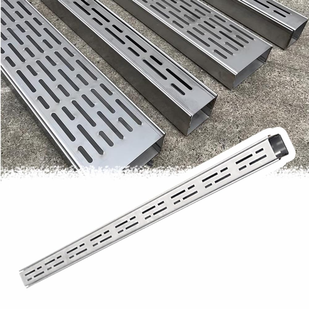 Rejilla de drenaje de baño en acero inoxidable con canal resistente de 15x8cm