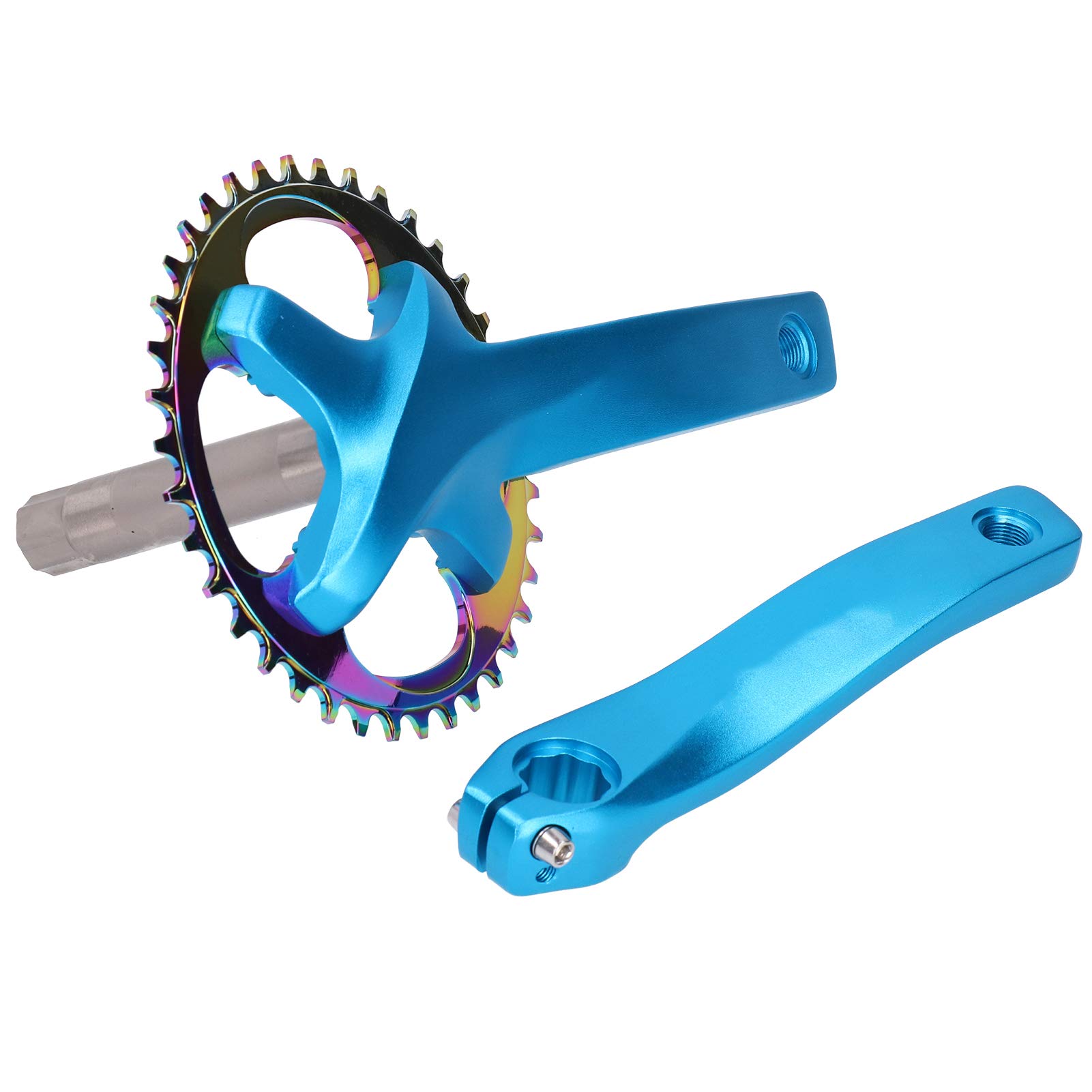 VGEBY Guarnitura Single Speed 38T, Pedivelle in Lega di Alluminio Guarnitura per Bici con Staffa Inferiore Accessorio per Ruota di Catena(Blu) Pezzi di Ricambio per Biciclette