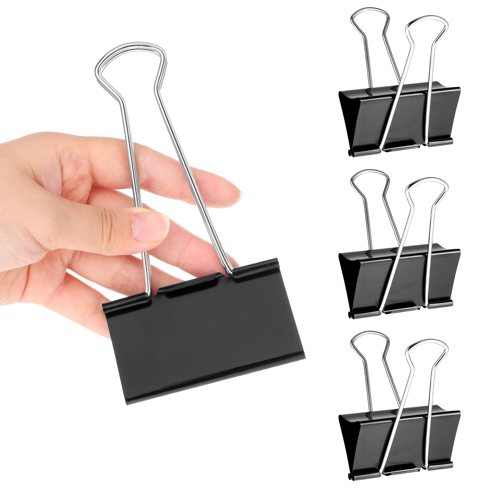JJUNW 24 clip per raccoglitori Jumbo, 7,6 cm, resistenti, colore nero, larghezza 75 mm, per documenti di carta, scuola, ufficio, forniture per la casa, organizzazione