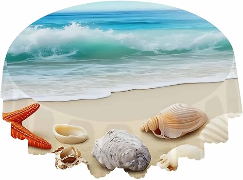 Miniatura 50 de IBILIU Mantel redondo de animales, árboles, pájaros, zorros, búhos, conejos, ciervos, mapaches, setas, naranja, amarillo, mantel circular