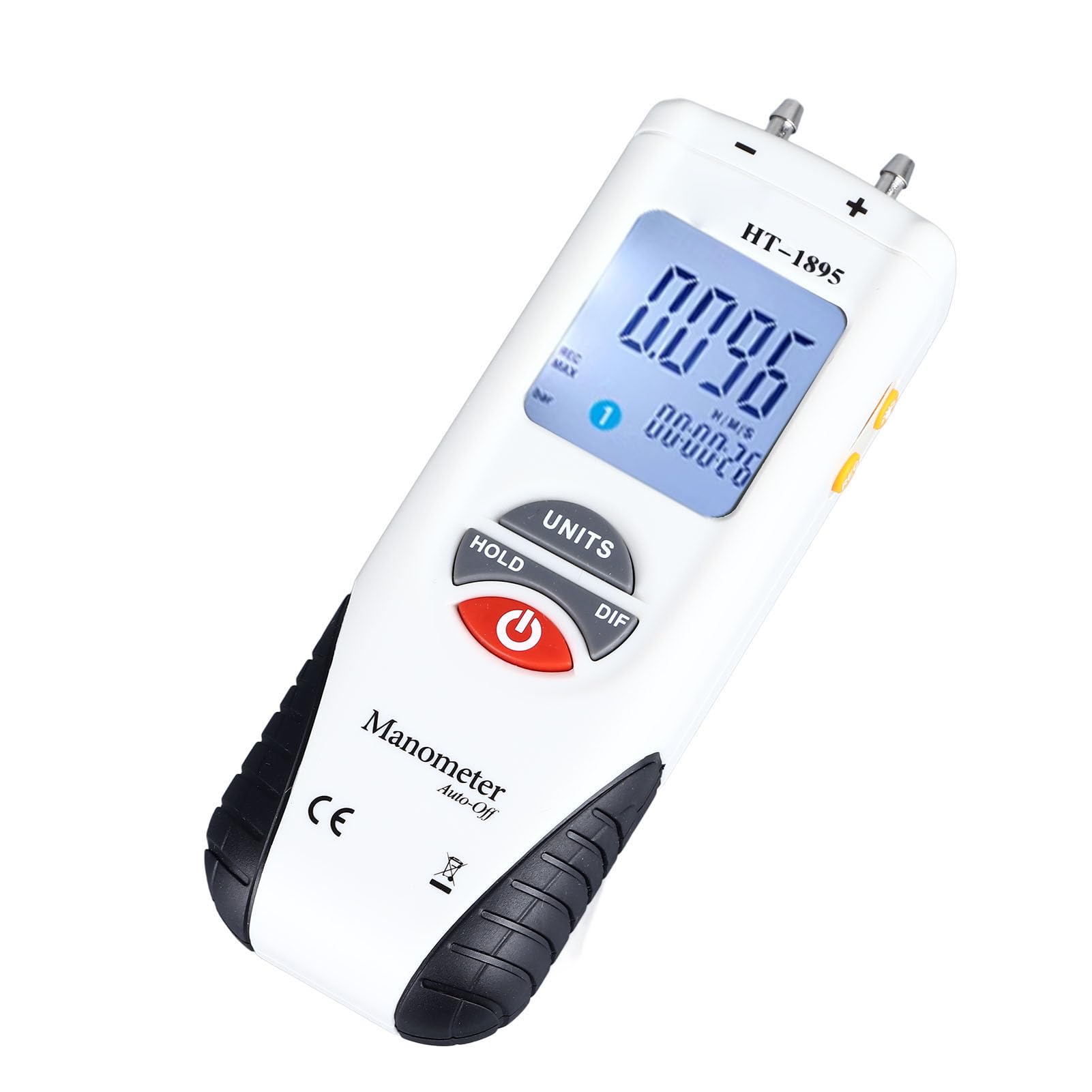 Manómetro Digital HT1895 - Manómetro Diferencial de Doble Puerto para Pruebas de Gas Aire, LCD Retroiluminado, Rango 689 KPa