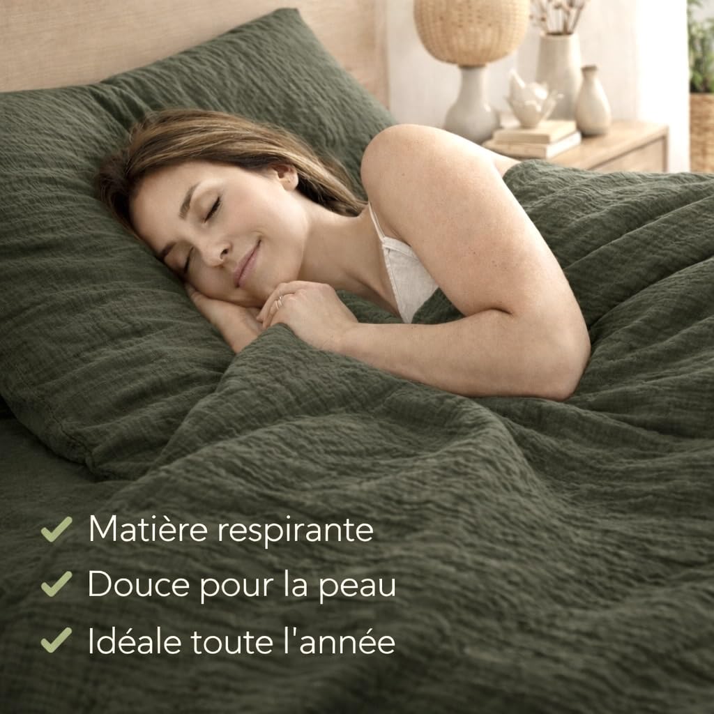 KGS Pościel z gazy bawełnianej 240 x 260 cm (Khaki)