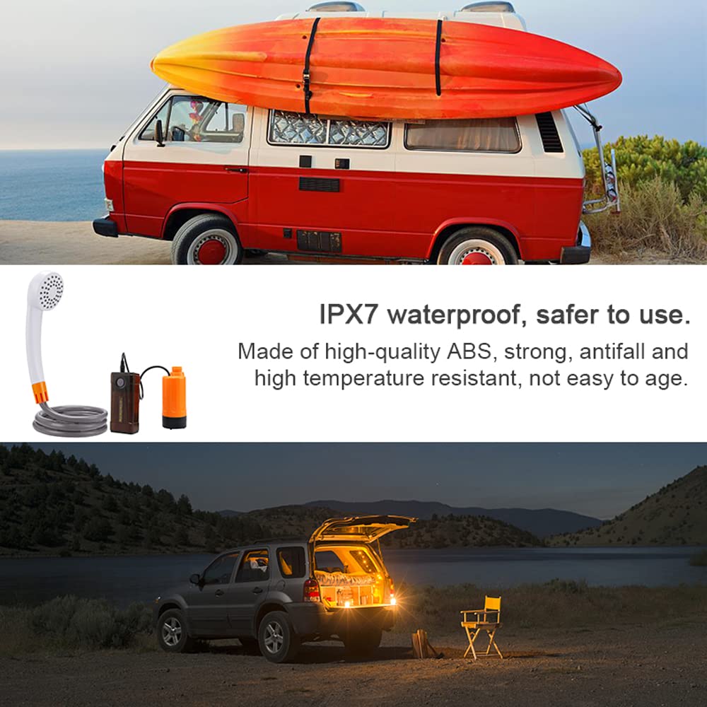 Campeggio portatile elettrico IPX7 impermeabile con flusso d'acqua a 2 livelli LED per escursionismo zaino in spalla viaggio spiaggia irrigazione animali domestici