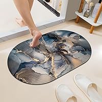 Vista 11 de Alfombra de baño súper absorbente de secado rápido con diseño de mármol negro, blanco, gris, dorado, parte inferior antideslizante de goma, fácil