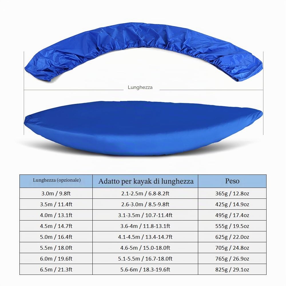 Lixada Universale Kayak copertura, impermeabile e resistente ai raggi UV, Polvere Protezione Scudo per barca Canoa, grigio, 4.0m