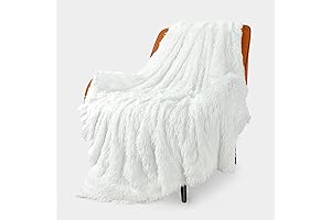 TOONOW Extra Soft White Faux Fur Throw Blanket