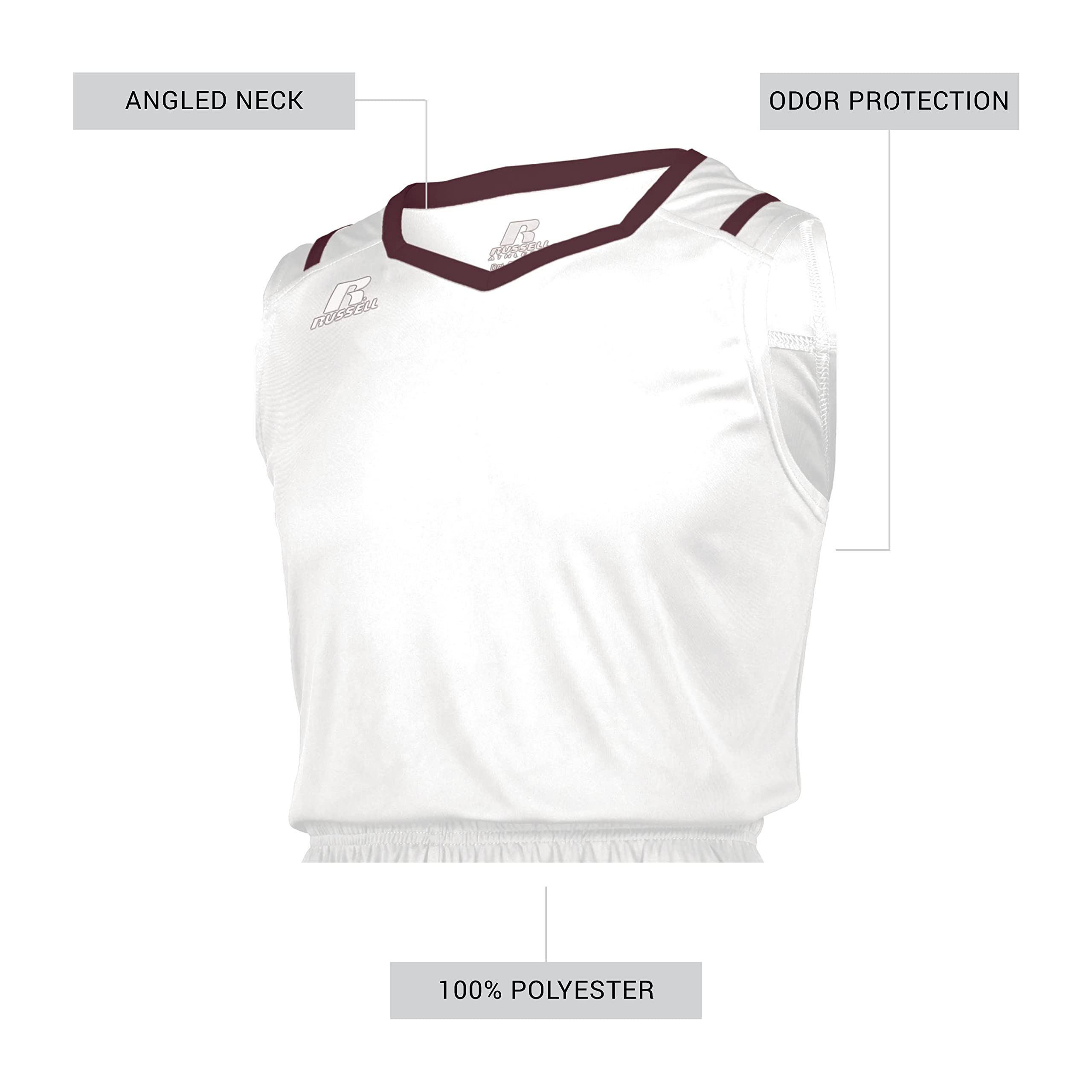 Russell Athletic Athletic Cut Men's Basketball Jersey White/Maroon M