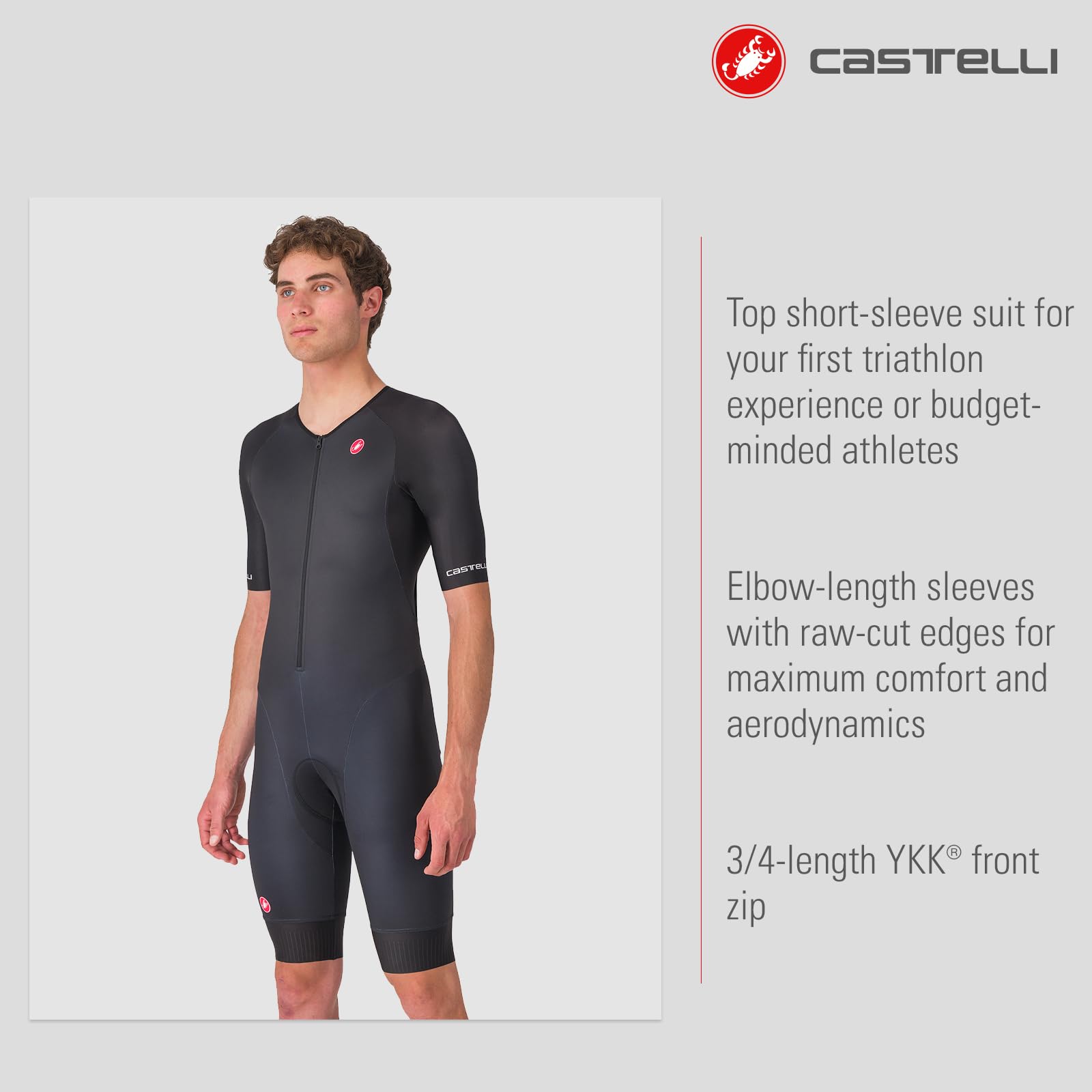CASTELLI Core Tri-Anzug für Herren, kurzärmelig, Radfahren, Rennen, Schwimmen, Radfahren, Laufen, aerodynamischer Triathlon-Anzug mit Taschen