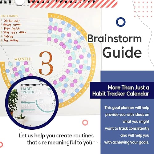 Miniatura 6 de Habit Tracker - Agenda de objetivos  Sigue el progreso y alcanza objetivos con encuadernación en espiral, calendario semanal mensual grande y bloc