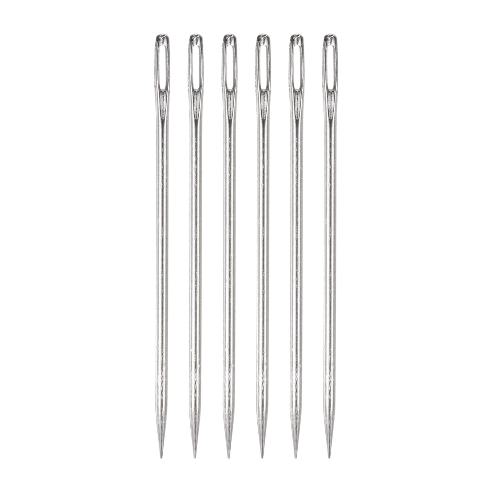 HARFINGTON 6pcs 4 Inch Upholstery Needles Large Eye Stitching Needles Stainless Steel Straight Hand Sewing Needles for Home Hand Sewing Leather Tapestry Embroidery Tufting Webbing Carpet