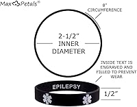 Vista 2 de EPILEPSY - Pulseras discretas de silicona para identificación de alerta médica, 5 unidades, Caucho, No aplicable