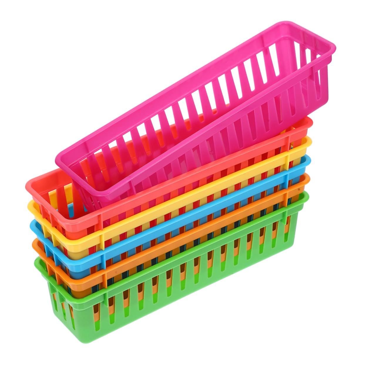 Tofficu 24piezas Cestas De Almacenamiento De Plástico Coloridas Para Lápices y Material Escolar Organizador Apilable De Para y Profesores