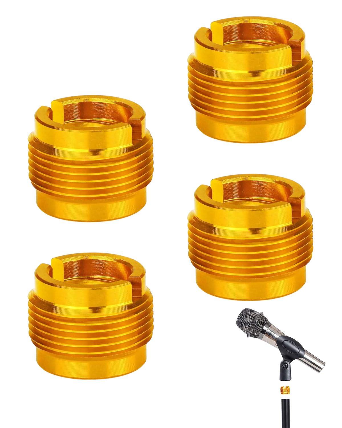 4 pezzi Adattatori Filettati per Microfono, Adattatore Asta Microfono, Adattatori da 5/8" maschio a 3/8" Femmina, Accessori per Clip per Supporto per Microfono