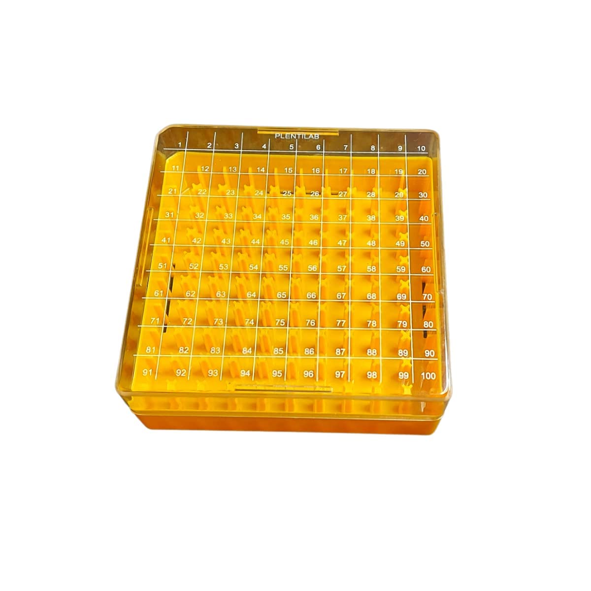 AANIJ® Cryo Box for Laboratory Use Polycarbonate Freezer Boxes, Cryo Box Vial Rack, Freezer Storage, 10 x 10 Array, 100 Place, Fit for 1 ml, 1.8 ml and 2 ml Cryo Vials (Pack of One)-image-23