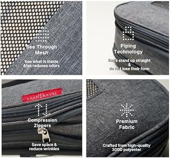 LeanTravel Compression Packing Cubes Luggage Organizers (3) Set
