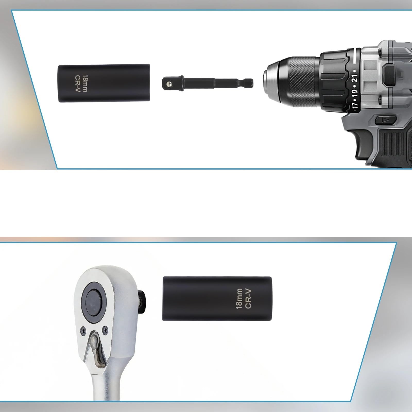 27 sztuk 3/8 Drive zestaw głębokich nasadek udarowych klucz metryczny 7mm-19mm Do Auto Zestaw przedłużek