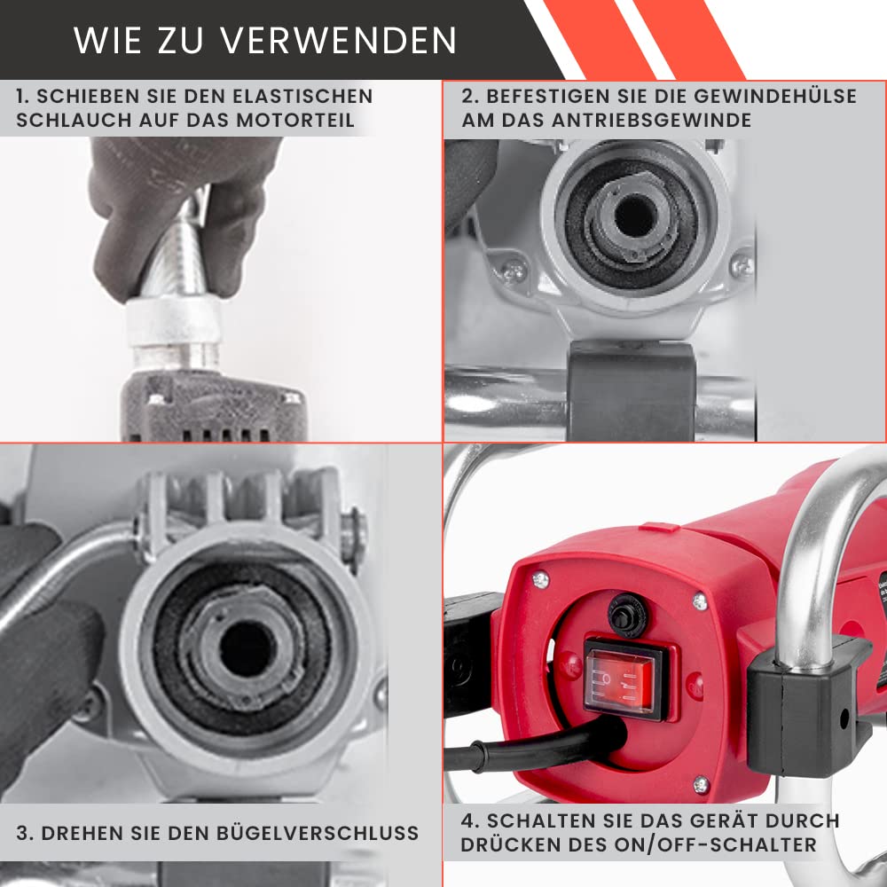 STREND PRO Betonrüttler Flaschenrüttler 2300 W | Innenrüttler | Rüttelflasche | Rüttelkopf 4 m Kabel Betonverdichter | Elektrisch | flexible Welle | Dauerbetrieb