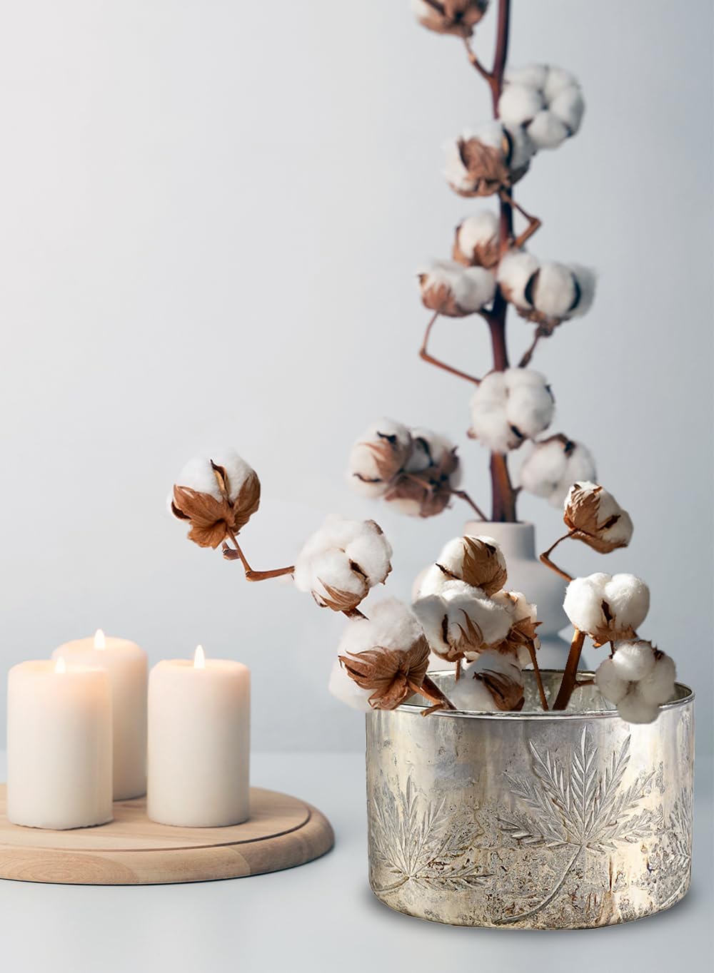 Serene Spaces Living Silver Glass Cylinder Vase, Use for Floral Arrangements or as Candle Holder, Cylindrical Shape Offers Endless Design Options, Measures 7" Diameter & 5 1/4" Tall