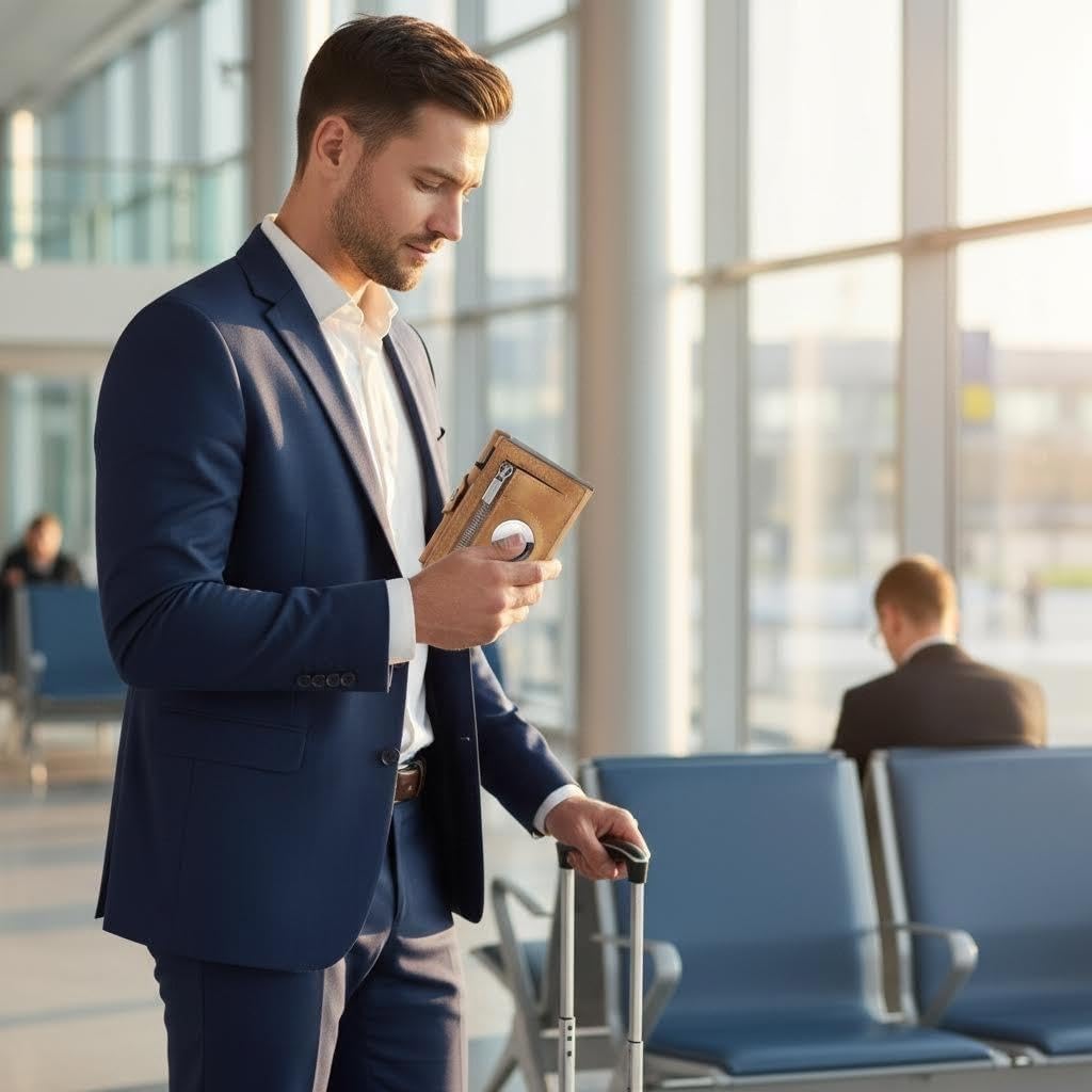 Men's Slim Genuine Leather Wallet, RFID Protected with Airtag Holder and Minimalist Design (Brown) - Image 2