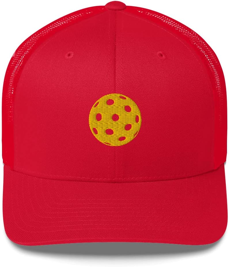 Pickleball Hat, Embroidered Ball, Sports Apparel, Gift, Trucker Hat, Mesh Back Cap