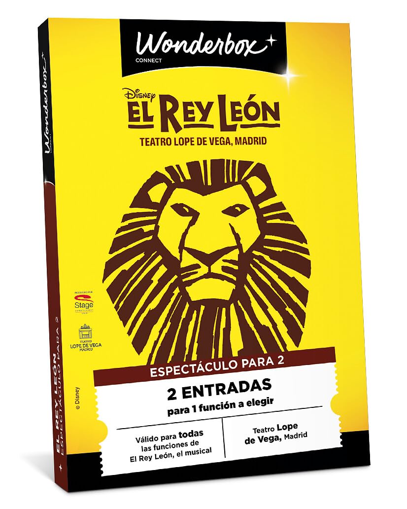 WONDERBOX Connect - Caja Regalo - El Rey León, el Musical - 2 entradas para 1 función a Elegir - Teatro Lope de Vega, Madrid - Válido Durante 27 Meses