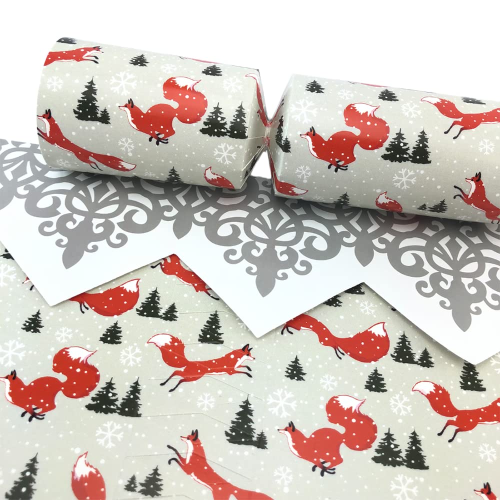 That's Crackers Green 6 Christmas Fox Cracker Making Craft Kit - Make & Fill Your Own