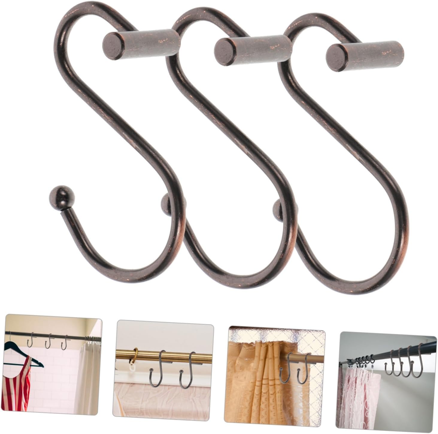 36pcs Metal Shower Curtain Hooks Reusable Hangers for Bathroom Curtains Stylish Design Shaped End to Prevent Slippage for Elegant Bathroom Decor