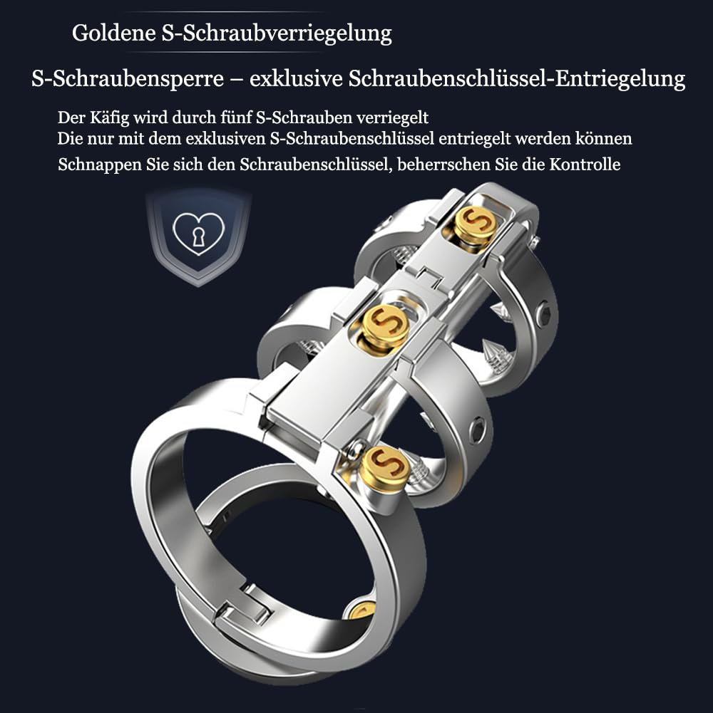 2023 Neu Edelstahl Peniskäfig Keuschheitskäfig Atmungsaktiver Chastity Cage BDSM Keuschheitsgürtel Penis Käfig Bondage Keuschheit Sexspielzeug für Männer Guspiun (50mm)