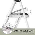 KINGRACK 4 Step Ladder, Folding Step Ladder, Kitchen Ladder with Anti-Slip and Wide Pedal, Small Step Stool with Handrails, Lightweight Portable Stepladder for Home Kitchen Household, White
