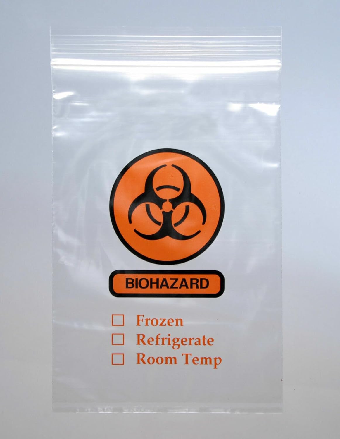Lab Specimen Transfer Bags, 6 x 9 Inch, 3 Wall, 1000 Biohazard Bags with Frozen, Refrigerate, Room Temp Print