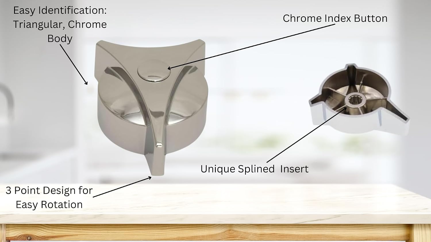 T & T Hardware Replacement Handle Compatible with Symmons T-31 Handle for Temptrol Faucet, 3 Point Design, Chrome, Metal