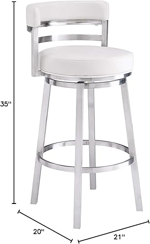 Miniatura 144 de Armen Living Madrid - Taburete giratorio de 30 pulgadas de altura de barra de cuero sintético gris moderno y acero inoxidable cepillado para Gris y