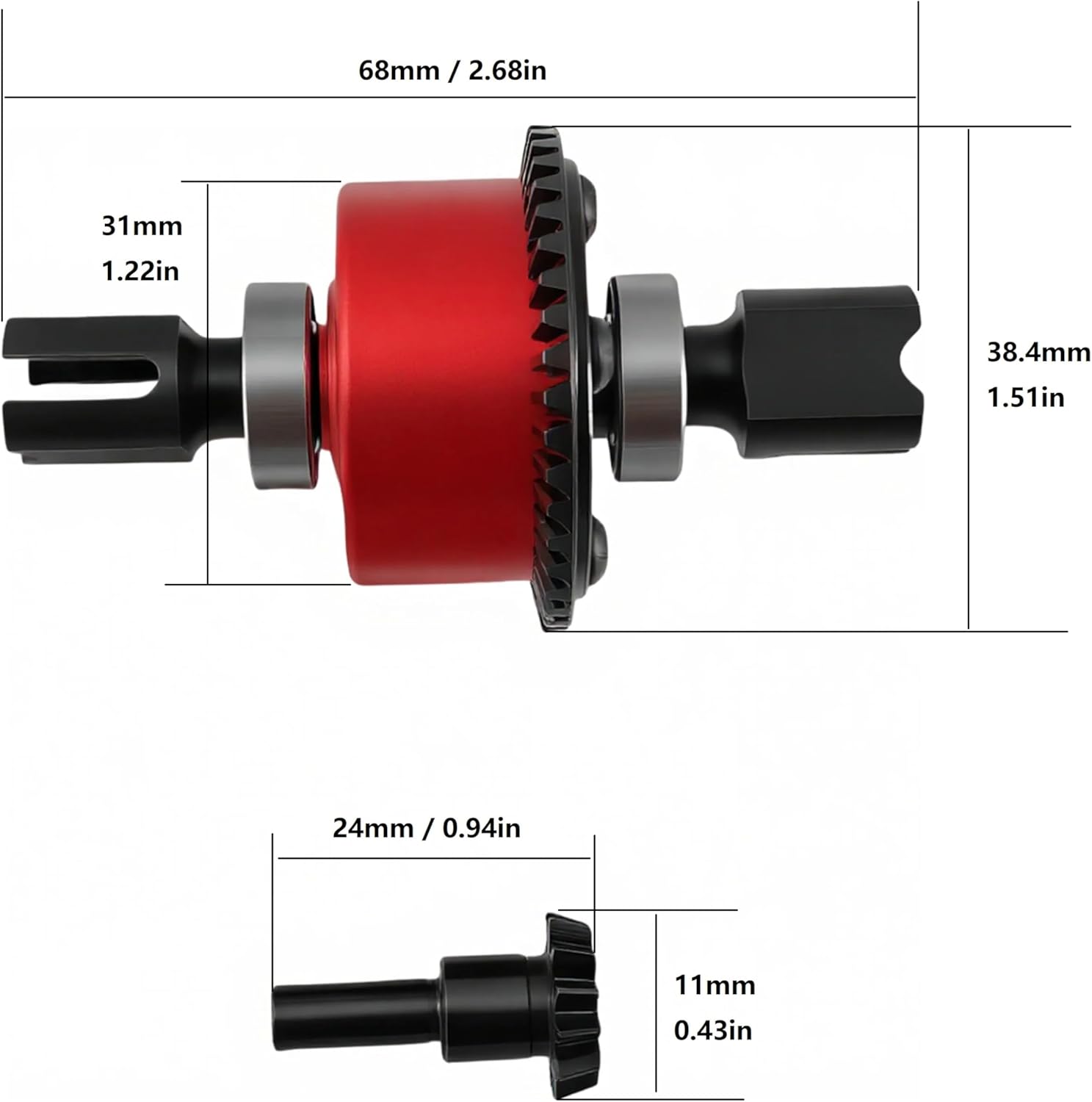 Steel 43T Differential Gear with 13T Input Gear Upgrade for Arrma 1/10 1/8 1/7 RC Cars, Fits Senton, Typhon, Infraction, Limitless – Replaces AR310497, AR310441