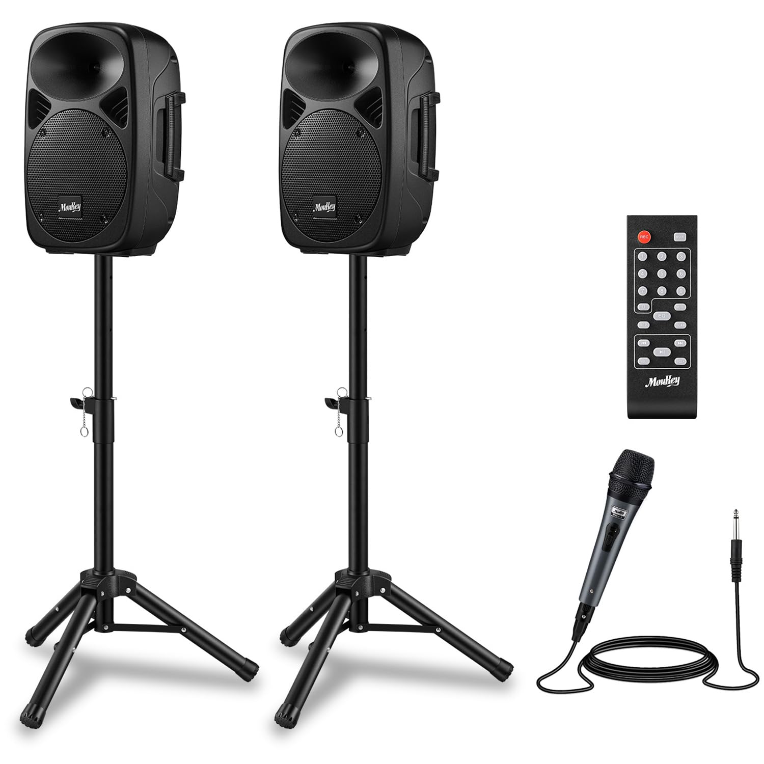 MPA80 PA System, 8 Inch Active & Passive Powered Rechargeable PA Speakers, 600W Peak Powe…