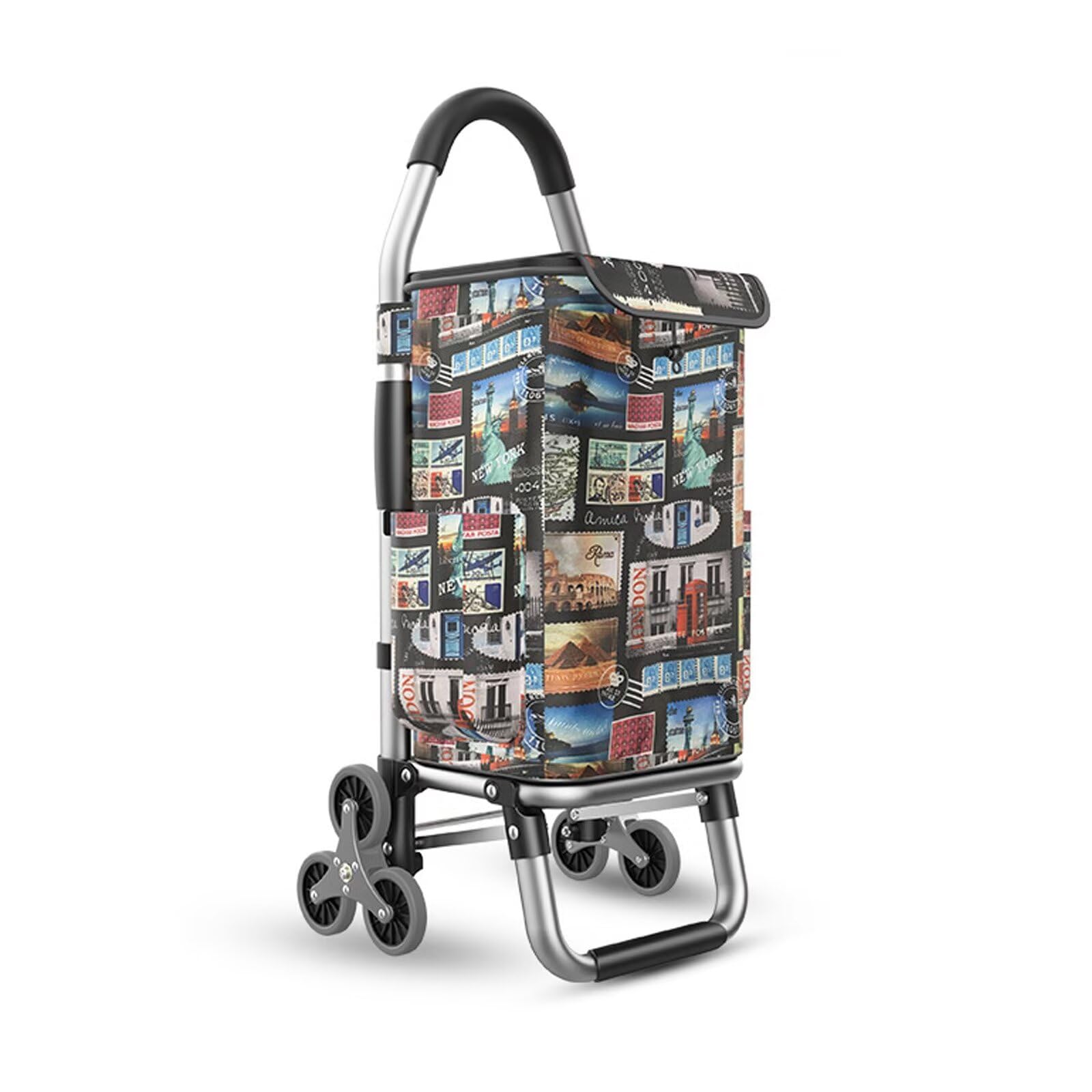 Carrello per salire le scale con borsa Oxford da 36 litri, design resistente a 6 ruote per generi alimentari e commissioni