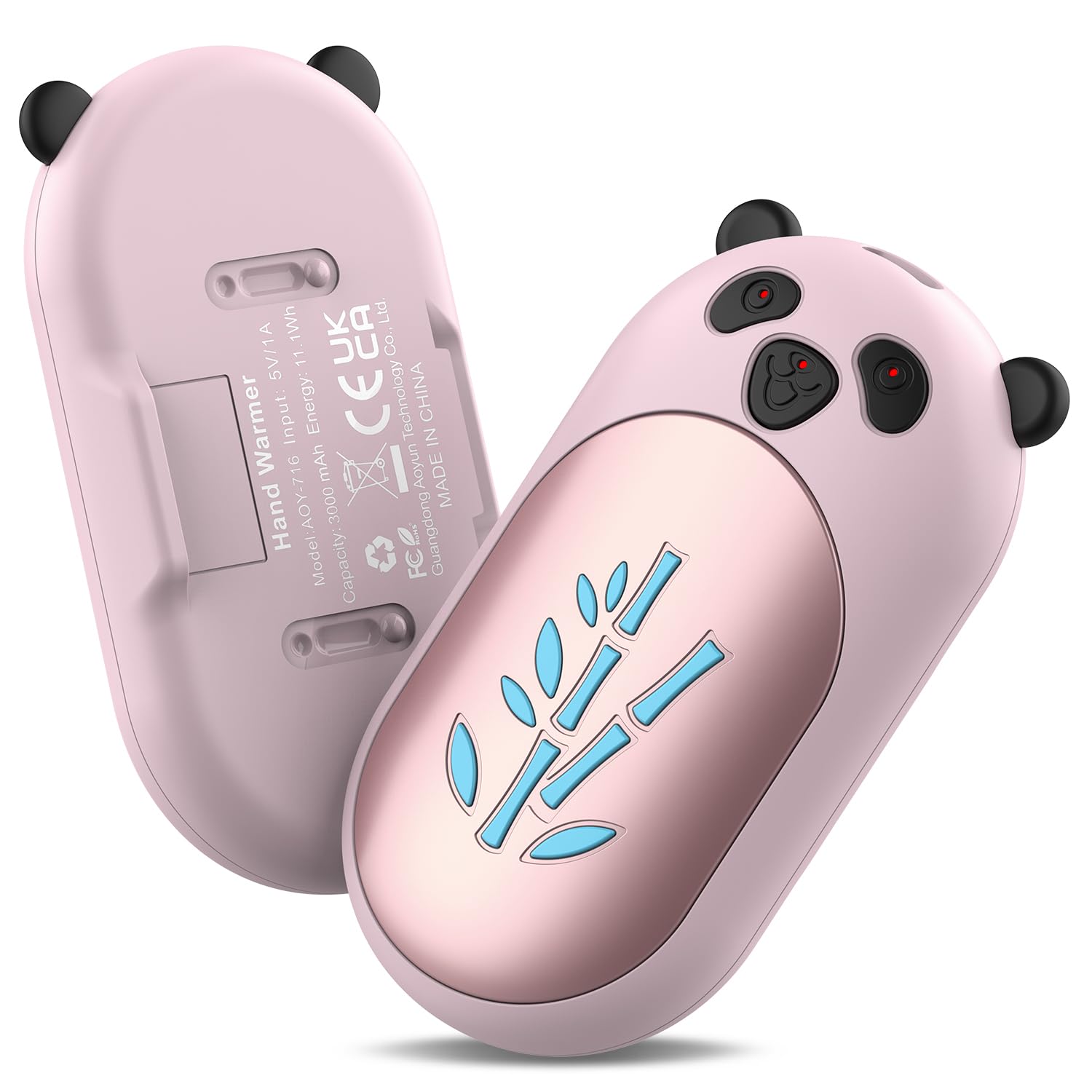 Scaldamani ricaricabile, 6000 mAh, scaldamani elettrico portatile, con simpatico panda e pupazzo di neve, regalo di Natale caldo per golf, caccia, escursionismo, campeggio, attività all'aperto