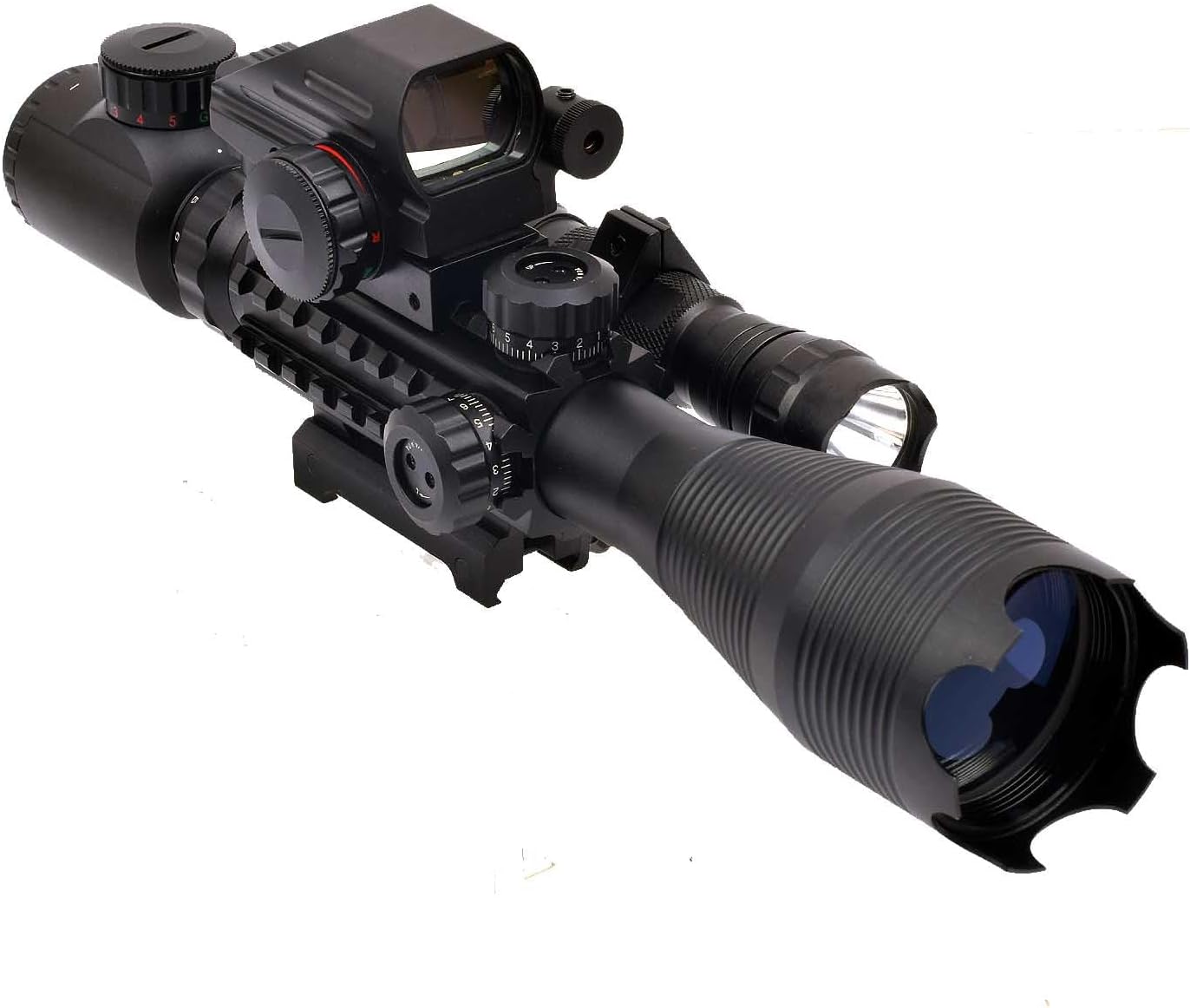 4-16X50 Riflescope Red Green Optic with 500 Lumen WeaponLight fit 20mm Picatinny, Black