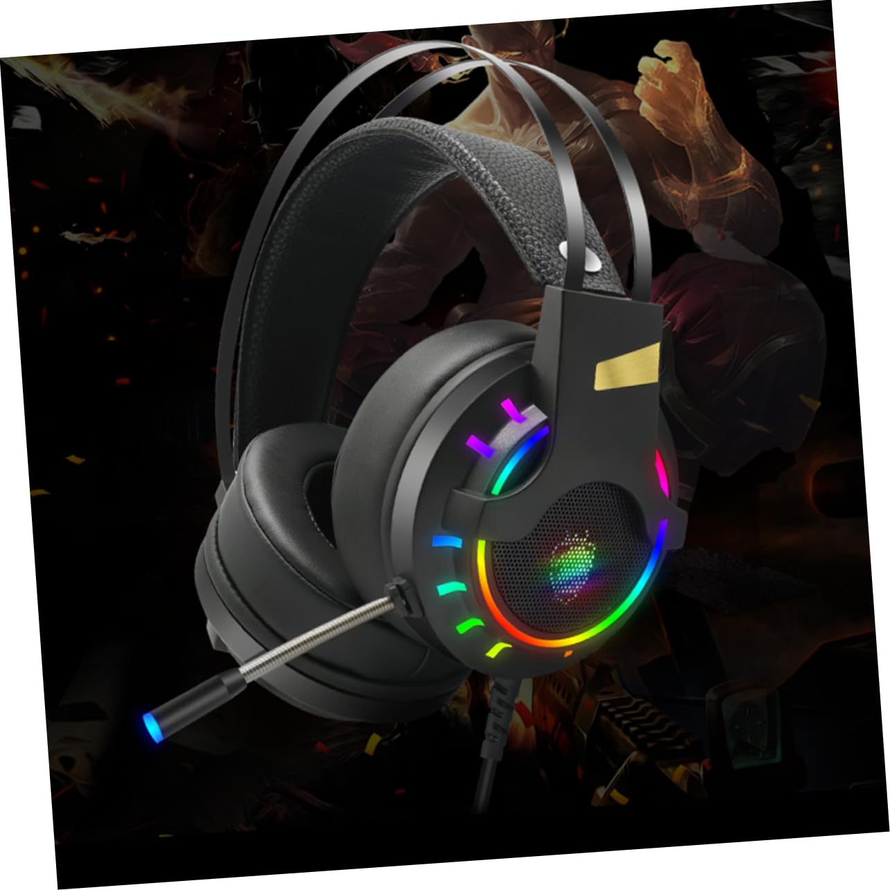 Mipcase Cuffie da Gaming Rgb con Microfono, Audio Chiaro e Bassa Rumorosità, Connettore USB Singolo, Comode per Lunghe Sessioni al PC