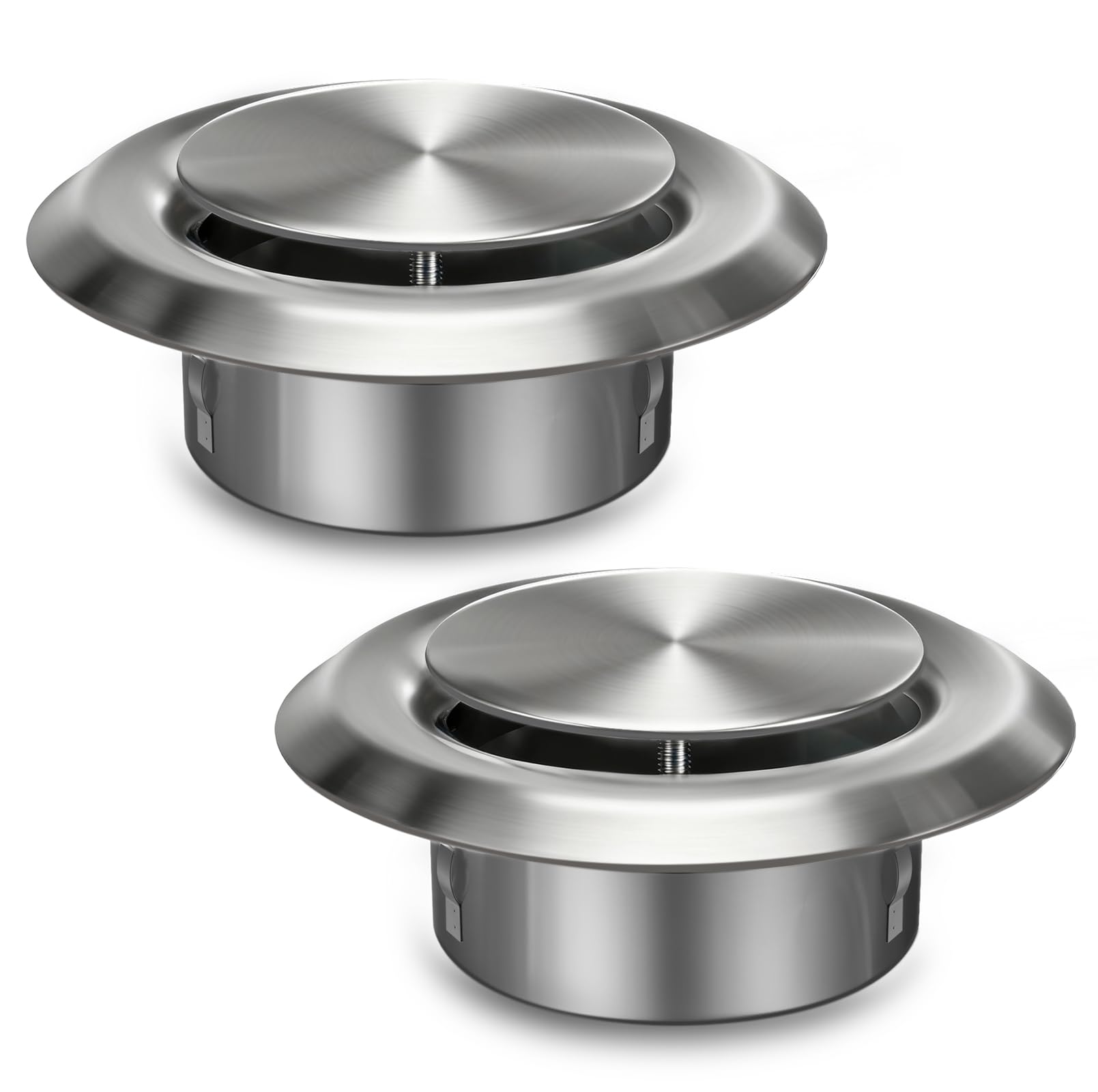 Aygrochy Adjustable Air Vent 100mm X2 Ventilation Grille Cover Stainless Steel Round Extractor Outlet for Bathroom Office Kitchen Ventilation