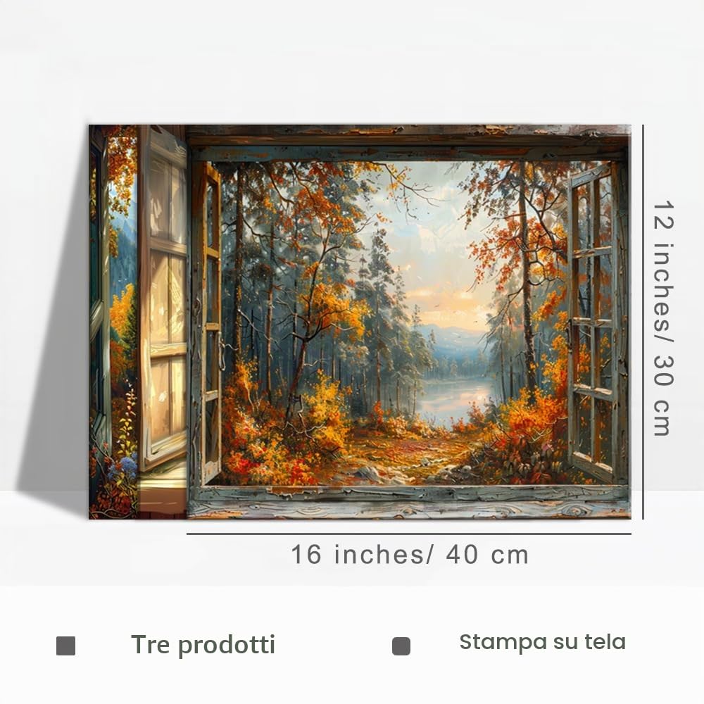 PIY PAINTING Stampa Su Tela, Natura Paesaggio Immagini Moderni Murale, Poster Artistico Autunnale, La Vista Dalla Finestra, Arte Murale Su Tela Seaside Per Camera Letto Soggiorno Ingresso, 3x30x40 cm