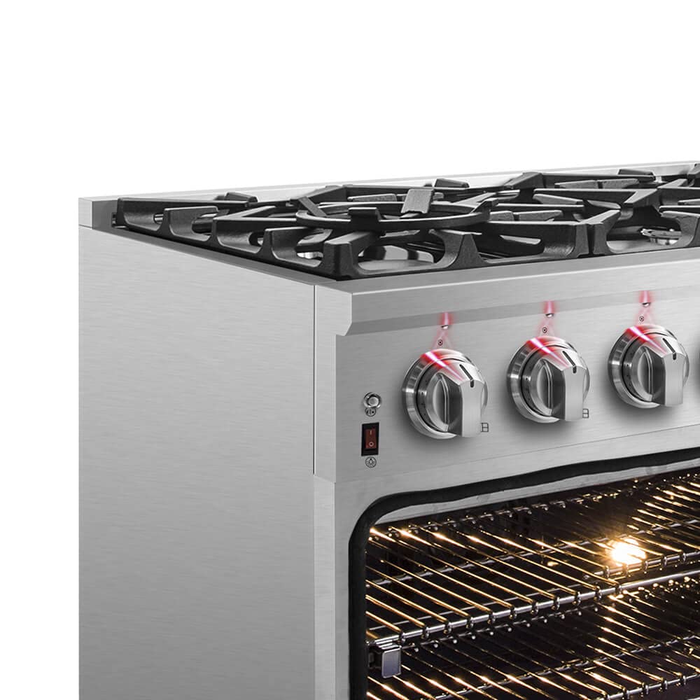 Massimo 36 in. 6 Burner Freestanding Dual Fuel Range in Stainless Steel