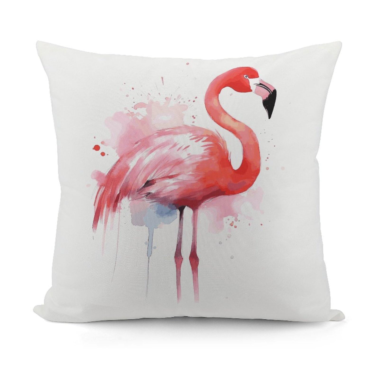 LZQPOEAS Pink Flamingo Watercolor Throw Pillow Cover 18x18 in Breathable Square Pillow Case Cozy Soft Pillowcase Protector Fashion Modern Couch Cushion Case for Living Room Bed Sofa Decor